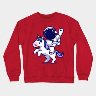 Astronaut Riding Unicorn Cartoon Crewneck Sweatshirt